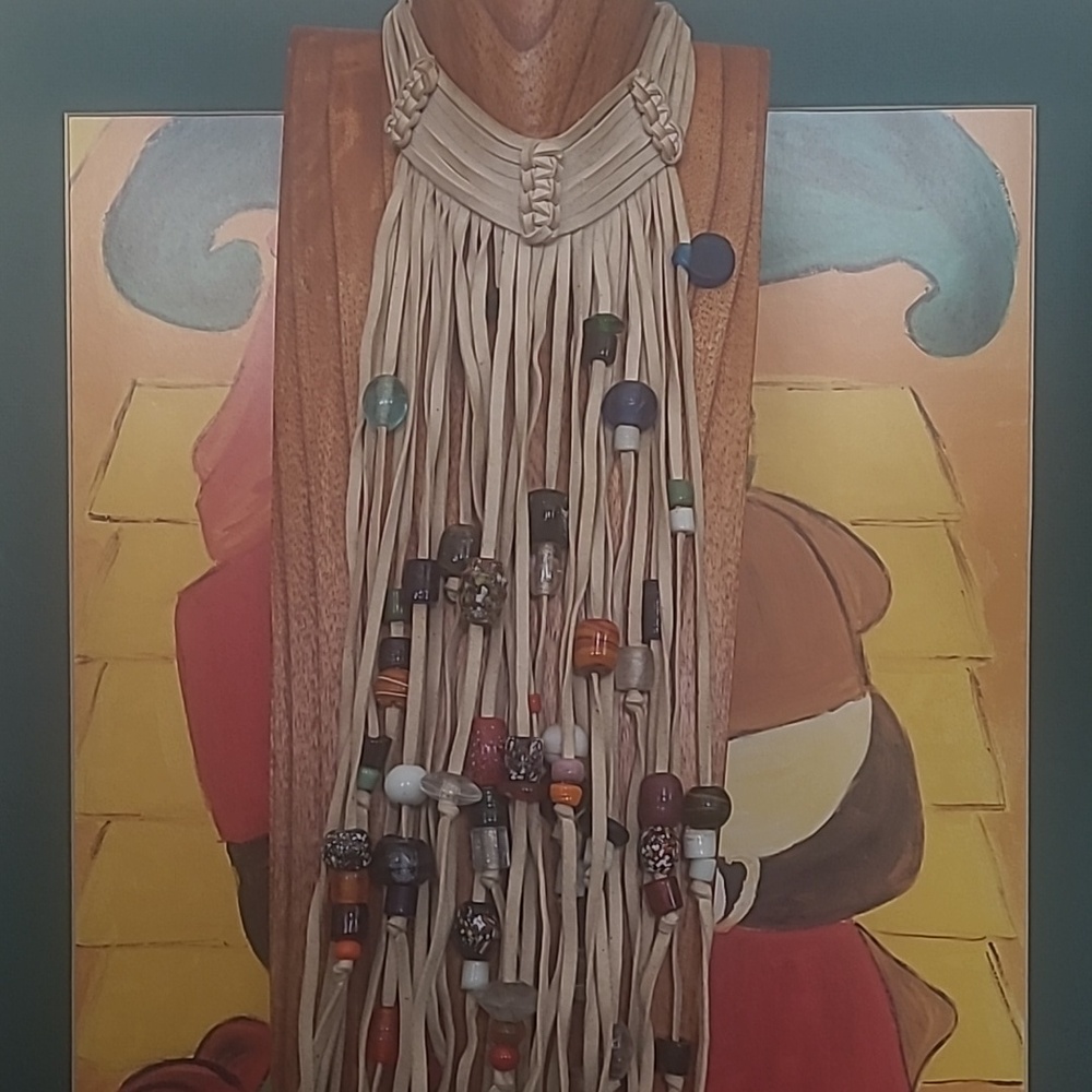 BOHEMIAN FRINGE BEADED NECKLACE WITH GLASS AND RESIN BEADS